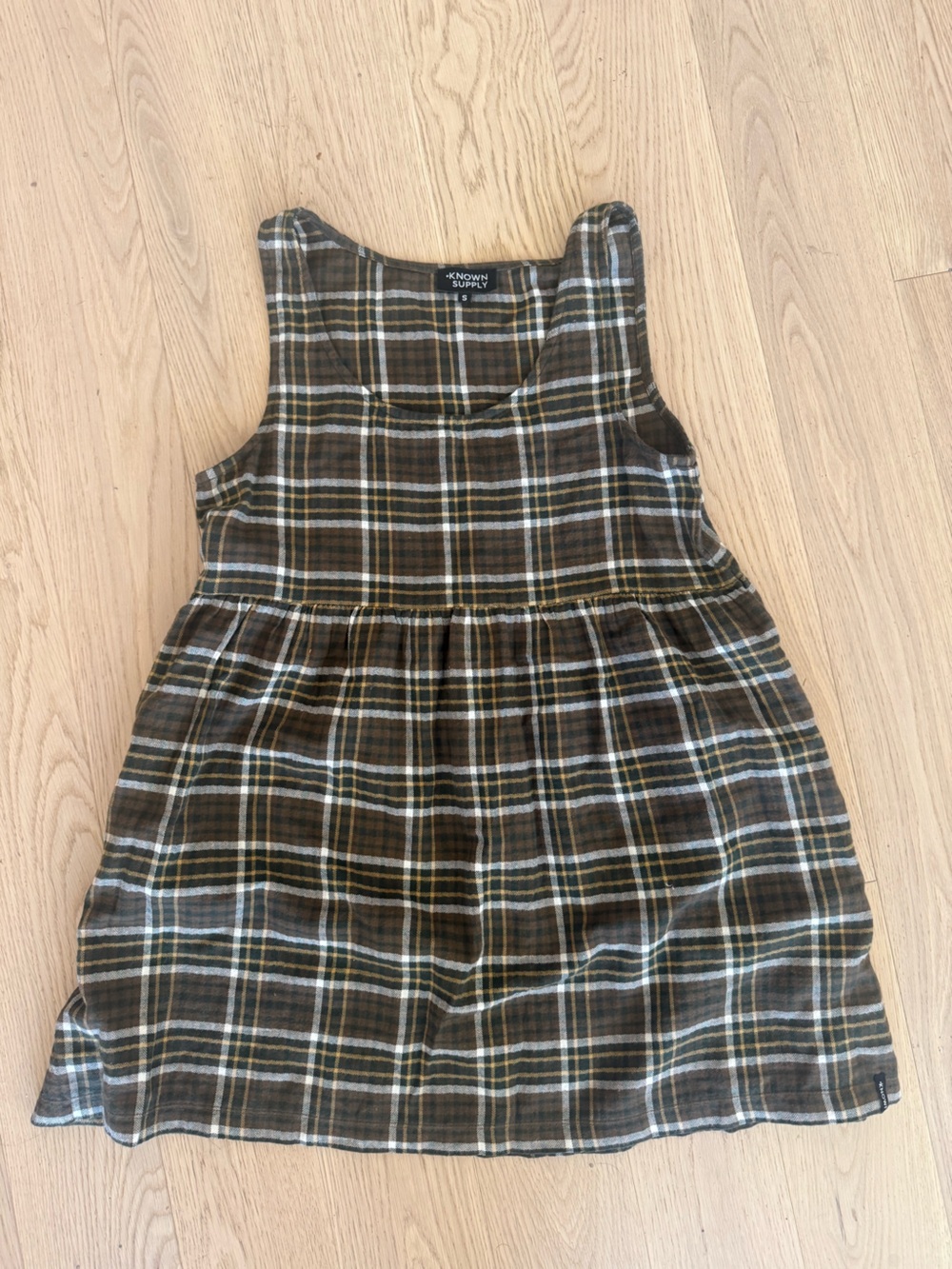 Known Supply Brand Plaid Brown Cotton Skirt
